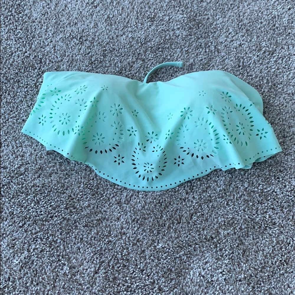 Blue cut out strapless bikini
